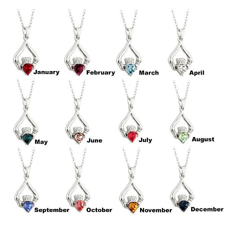 Solvar Claddagh Silver Birthstone Pendant