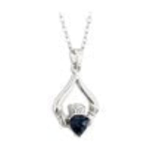 Solvar Claddagh Silver Birthstone Pendant December