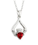 Solvar Irish Claddagh Jewelry Silver Birthstone Necklace