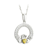 Solvar Irish Jewelry Sterling Silver Claddagh Birthstone Pendant November