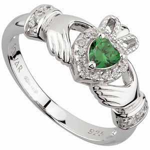 Solvar Claddagh Emerald Heart Ring